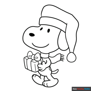 Christmas snoopy coloring page easy drawing guides