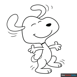 Snoopy from peanuts dancing coloring page easy drawing guides