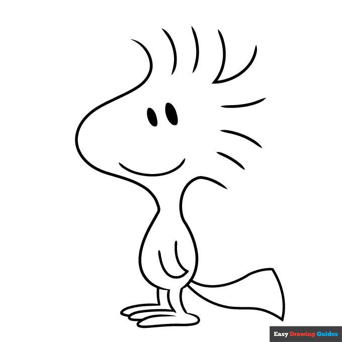 Woodstock from peanuts coloring page easy drawing guides