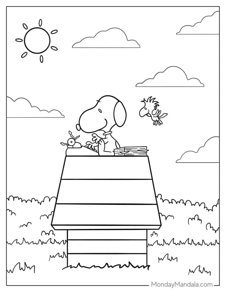 Peanuts snoopy coloring pages free pdf printables