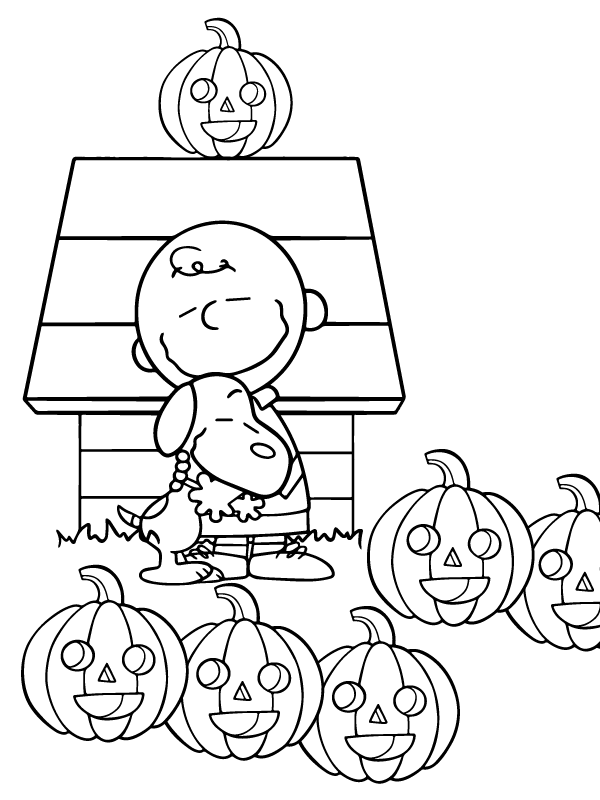 Charlie brown halloween friends free coloring page