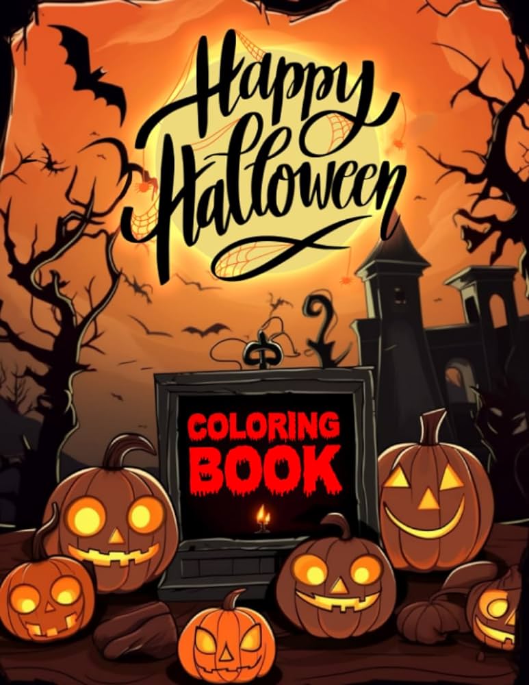 Happy halloween coloring book cute spooky coloring book for kids ages