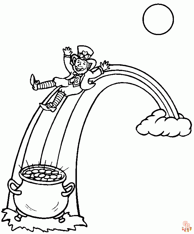 Printable pot of gold coloring pages free for kids and adults