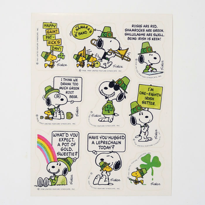 Snoopy woodstock st patricks day stickers