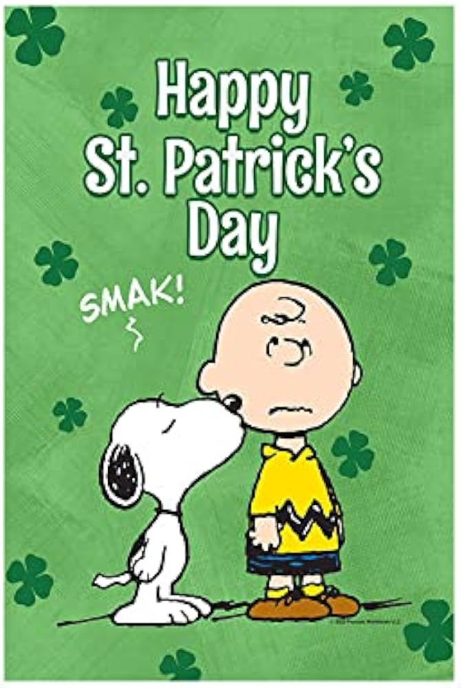 Flagology peanuts peanuts st patricks day kiss snoopy charlie brown â house flag x officially licensed peanuts st patricks day patio lawn garden