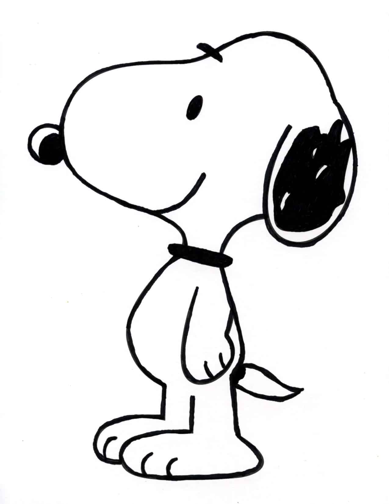 Easy how to draw snoopy tutorial and snoopy coloring page