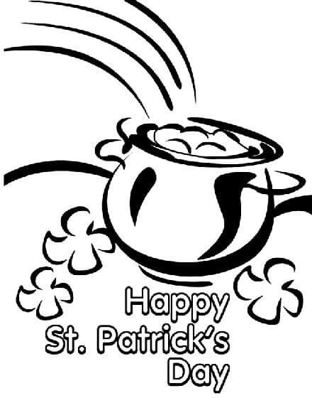 St patricks day with leprechaun hat coloring page