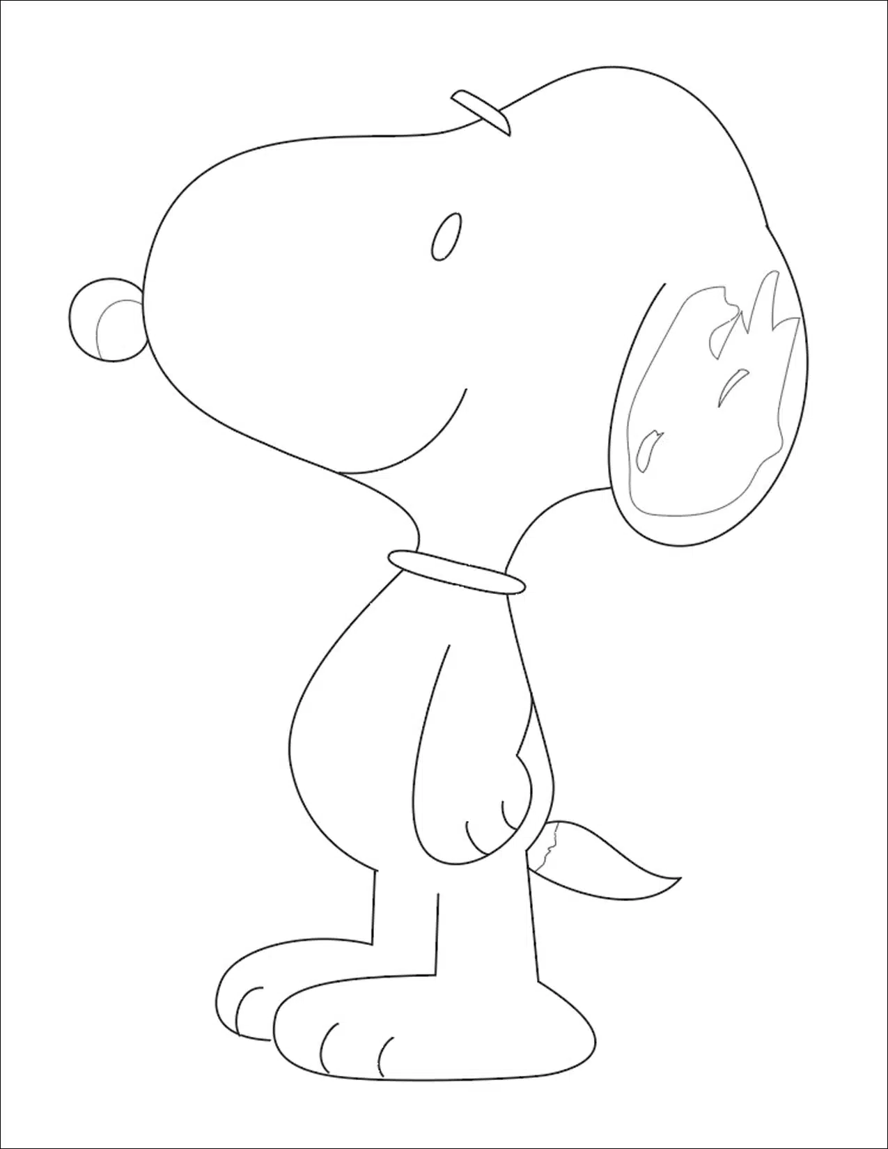 Easy how to draw snoopy tutorial and snoopy coloring page