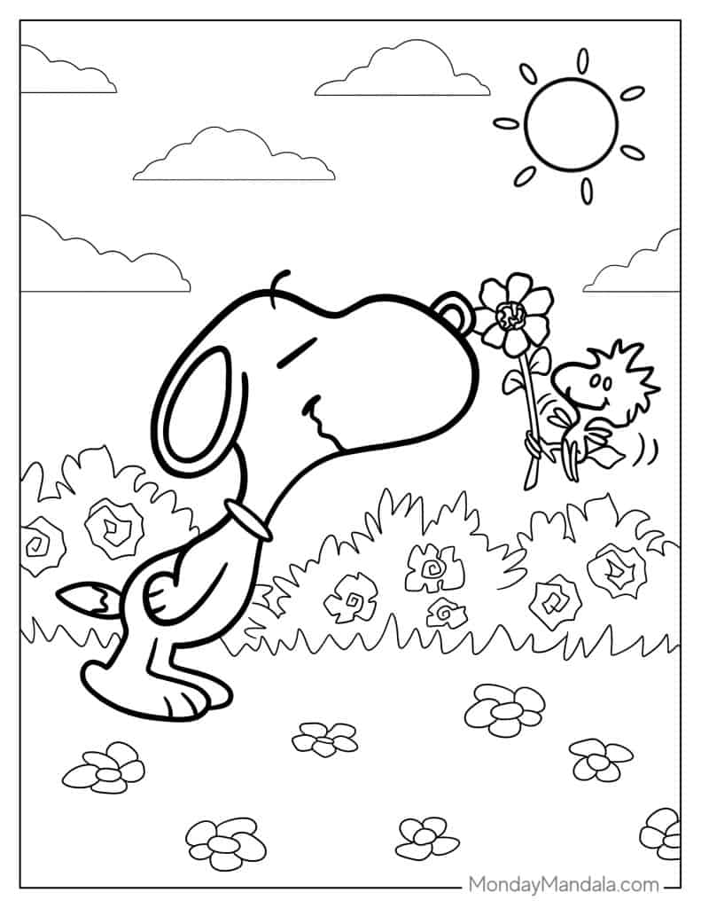 Peanuts snoopy coloring pages free pdf printables