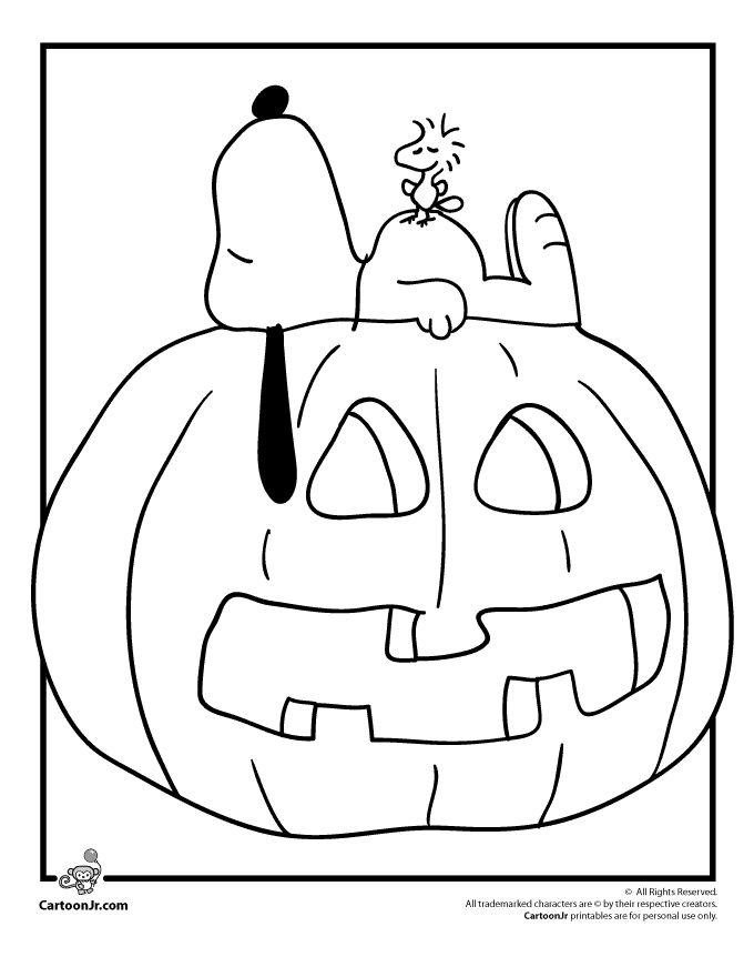Pumpkin fun with snoopy and woodstock coloring pages