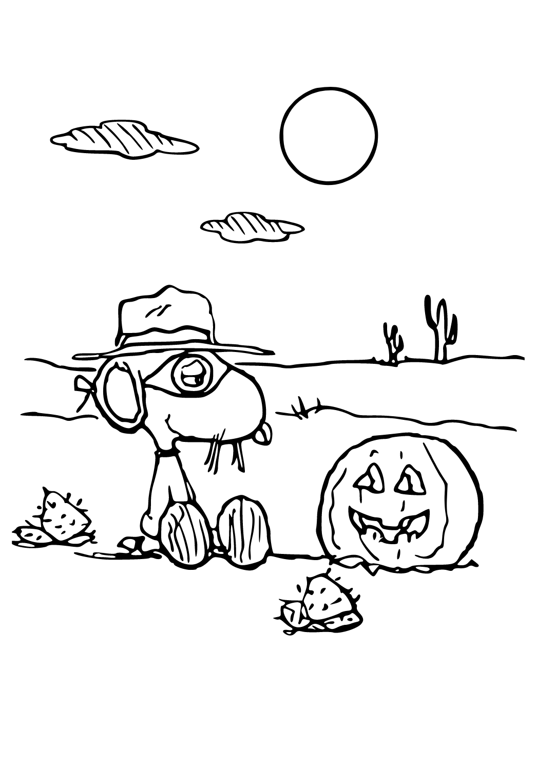 Free printable snoopy pumpkin coloring page for adults and kids