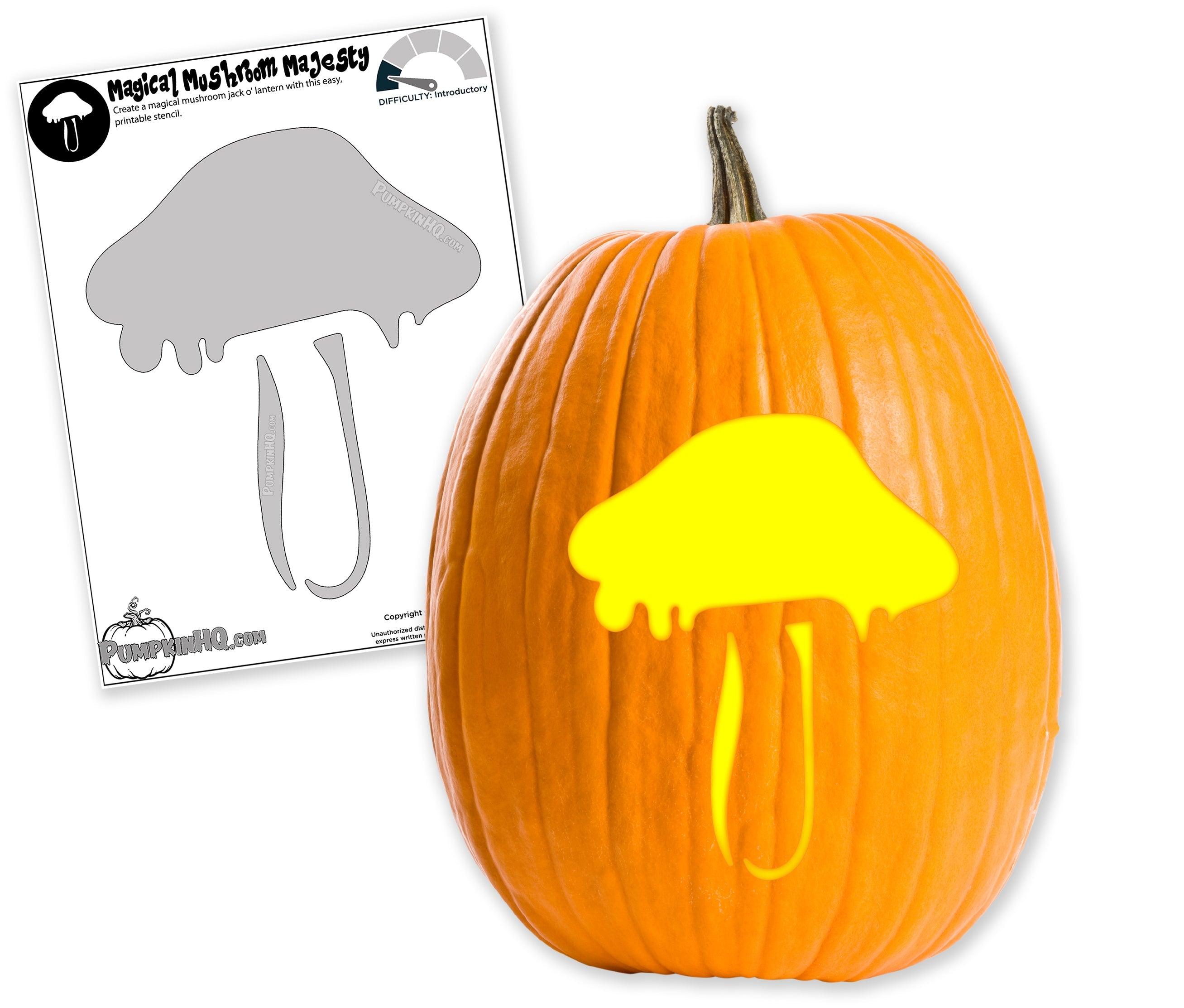 Mystical mushroom pumpkin carving stencil