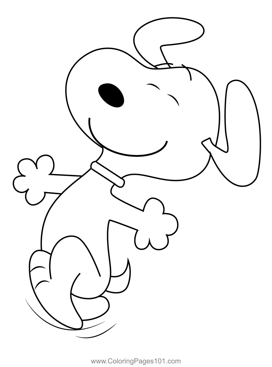 Run snoopy coloring page for kids