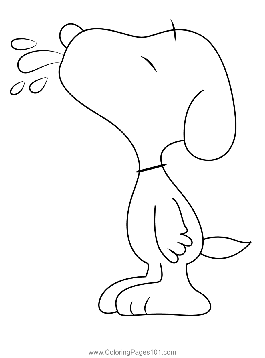 Laughable snoopy coloring page for kids