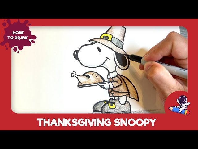 How to draw a thanksgiving snoopy drawing tutorials everybody can draw it