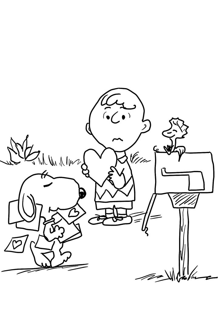 Charlie brown and valentines day coloring pages for kids printable free