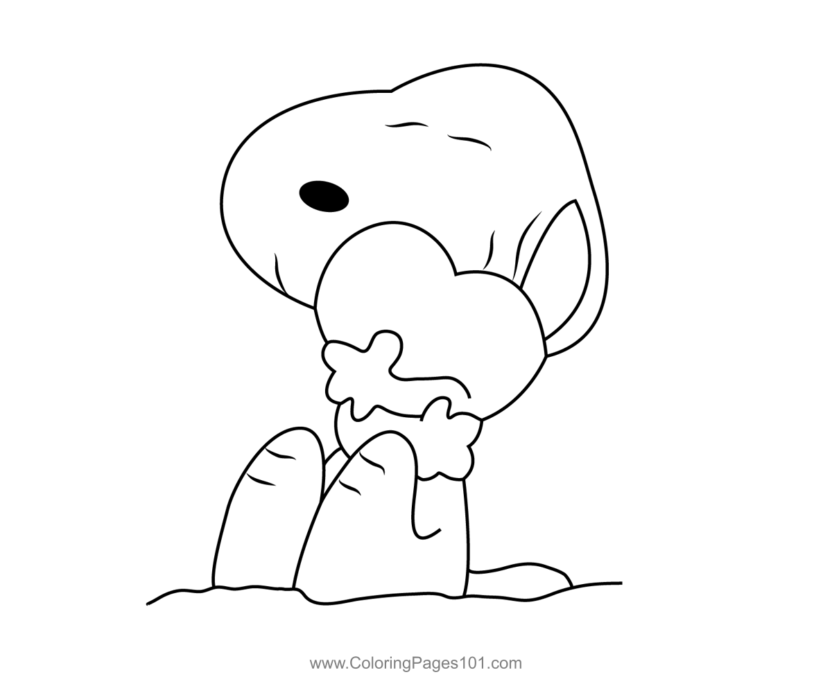 Snoopy in love coloring page for kids