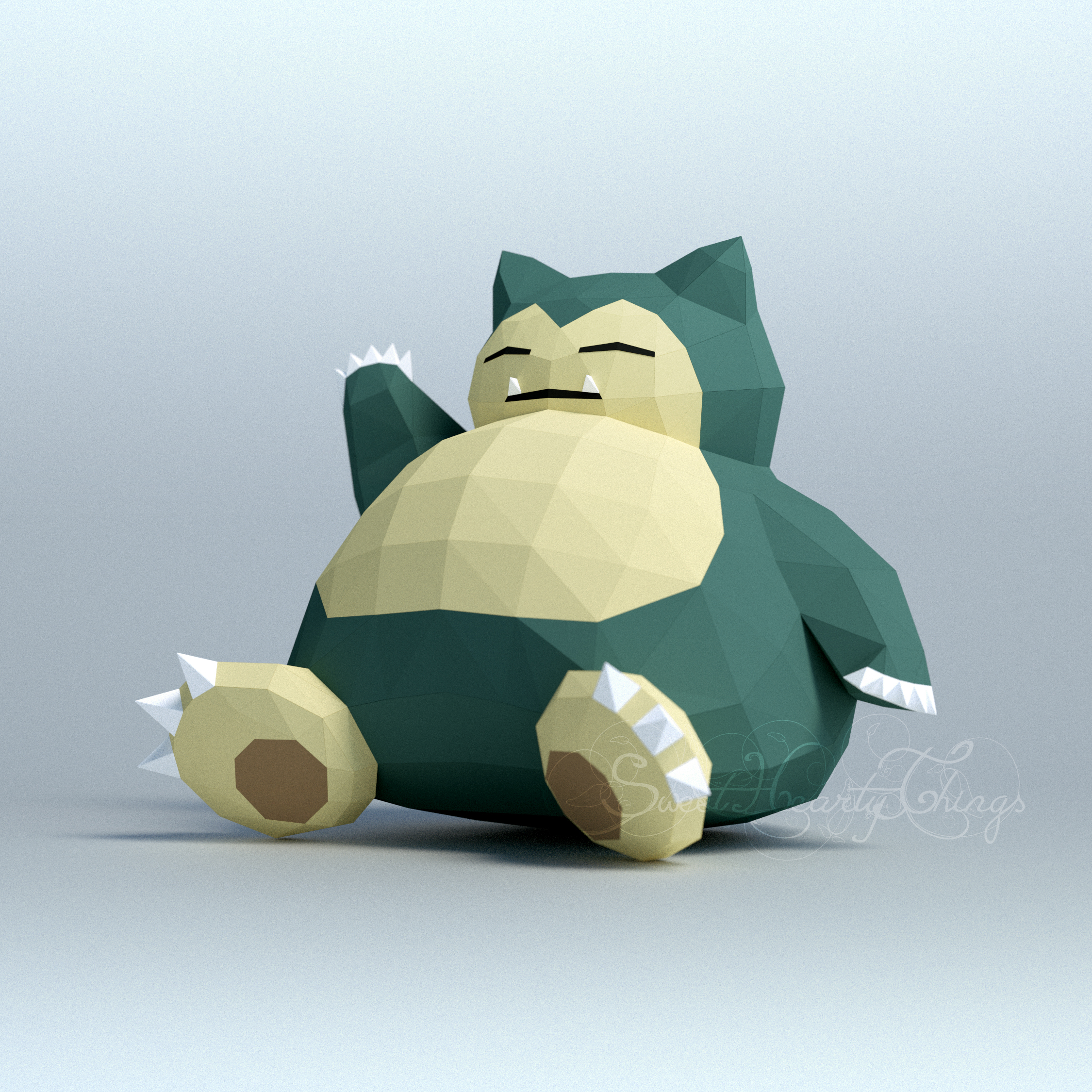 D papercraft pokemon snorlax pdf dxf templates