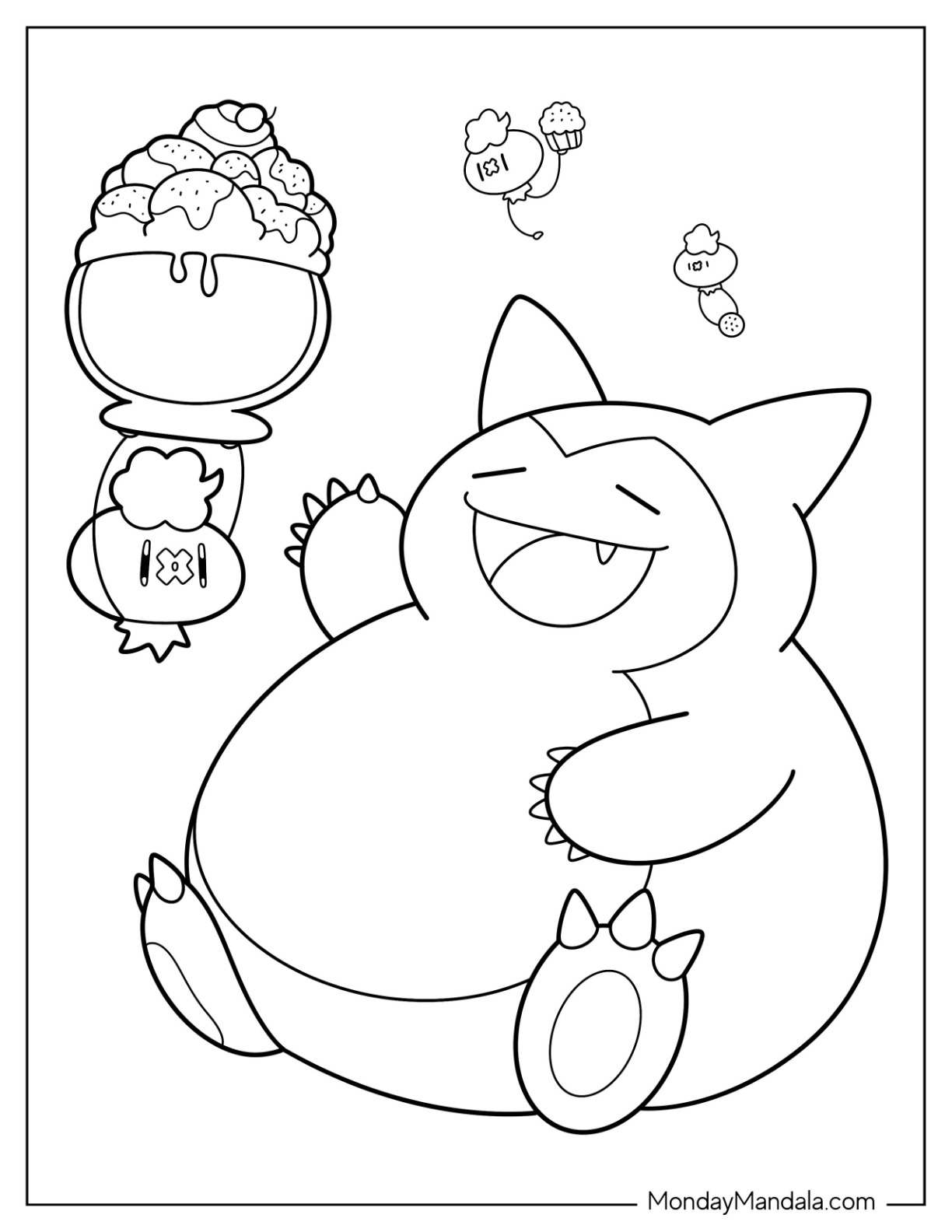 Snorlax coloring pages free pdf printables