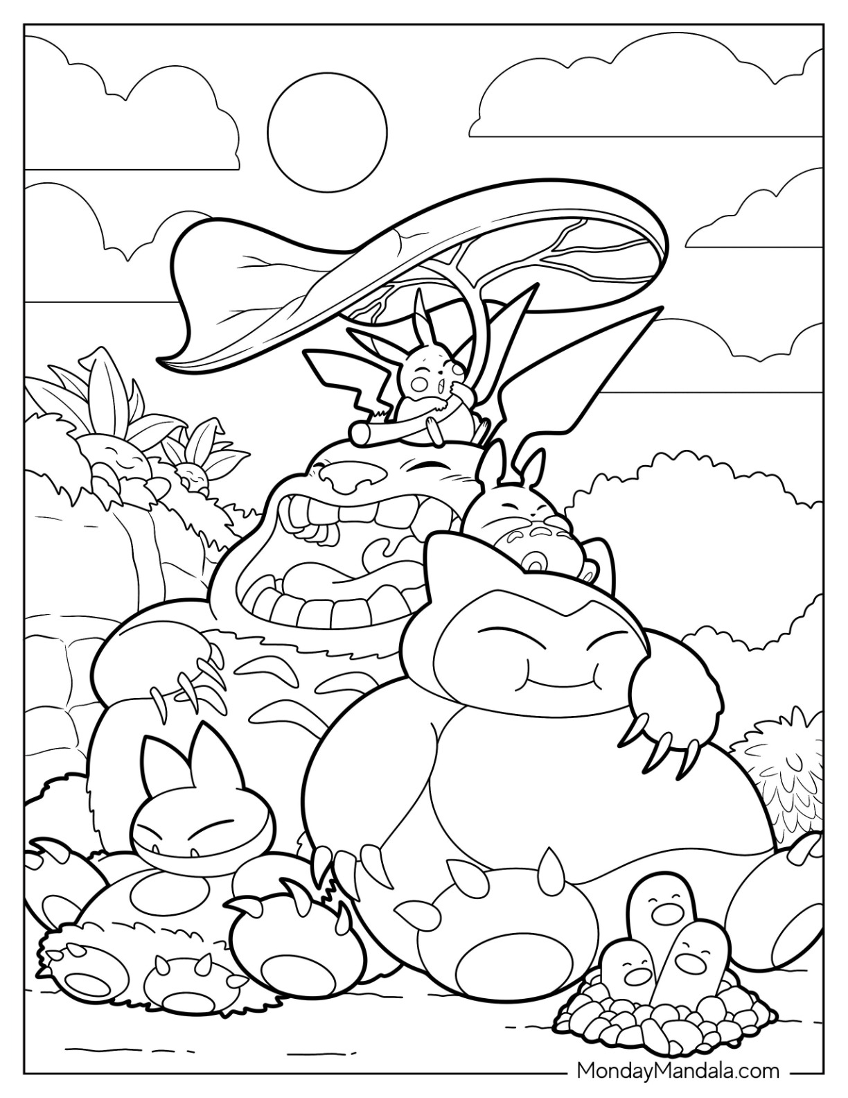 Snorlax coloring pages free pdf printables