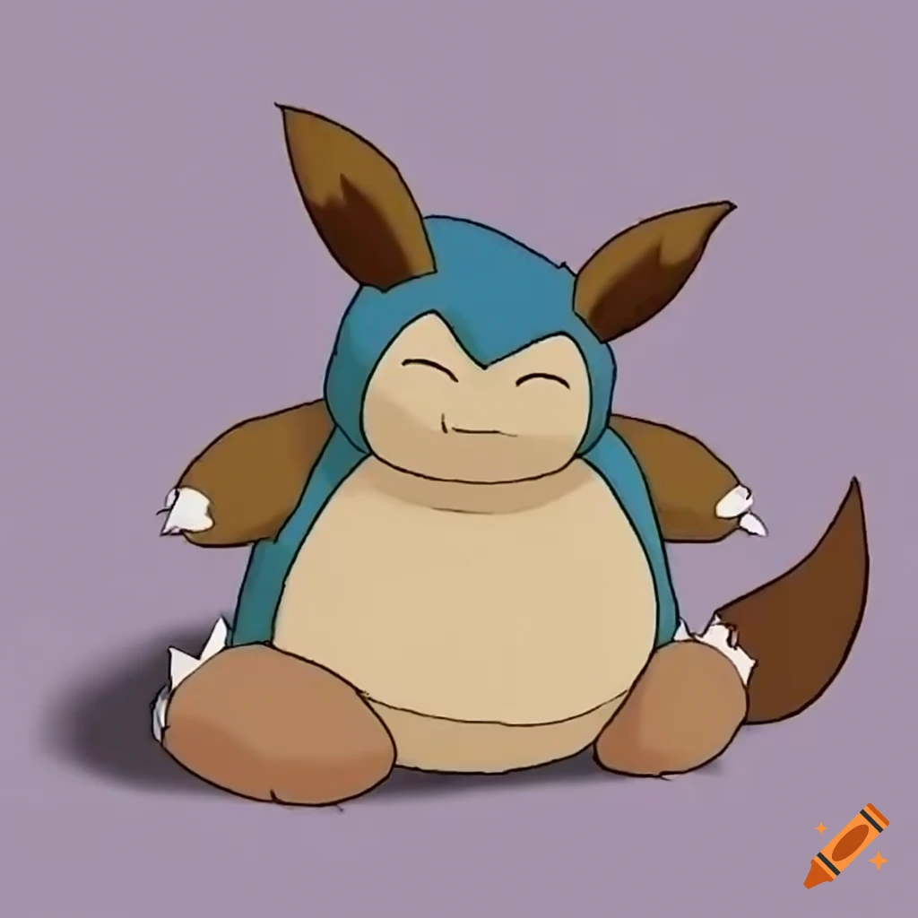 Mashup of snorlax and eevee pokemon on