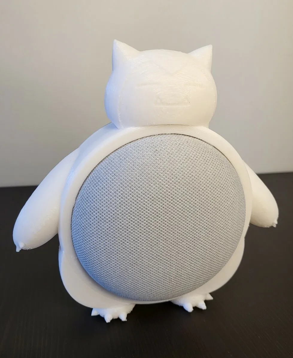 D printed snorlax google home mini case white