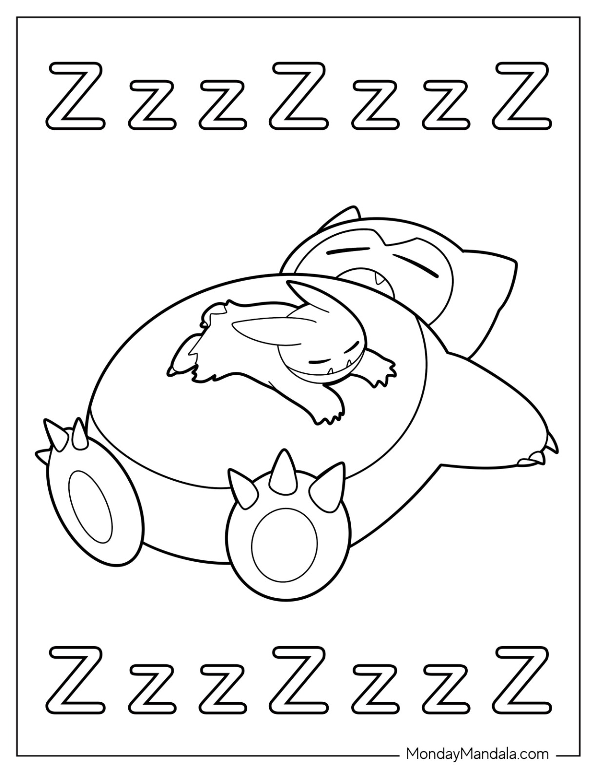 Snorlax coloring pages free pdf printables