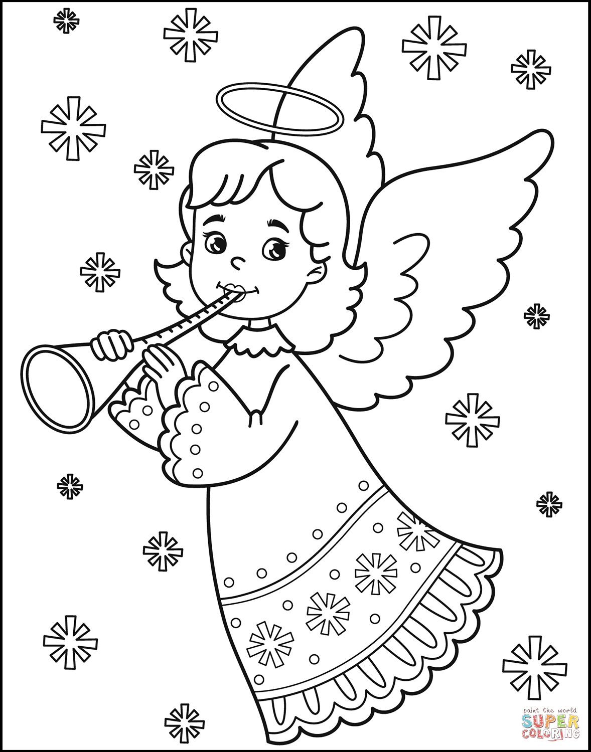 Christmas angel coloring page free printable coloring pages