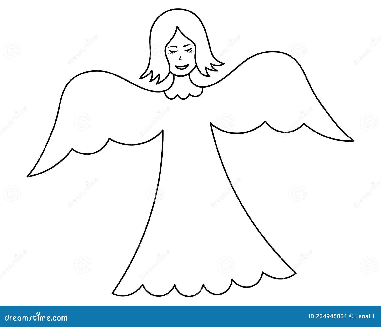 Snow angel sketch cute angel with wings vector illustration a fairy watching the snow in winter coloring book for kids stock vector