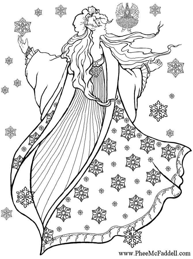 Winter woman coloring pages winter fairy coloring pages fairy coloring