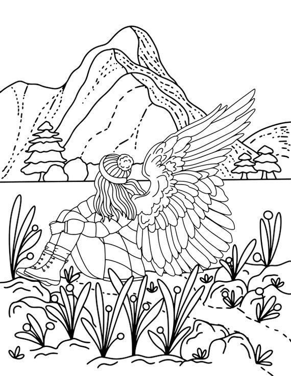 Snow angel printable coloring page