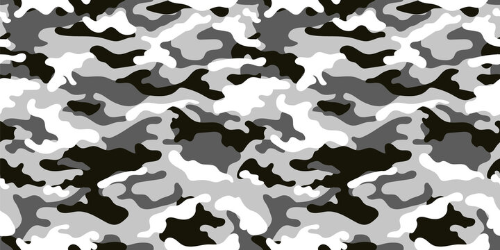 Seamless White Gray Snow Camouflage Pattern Stock Vector (Royalty