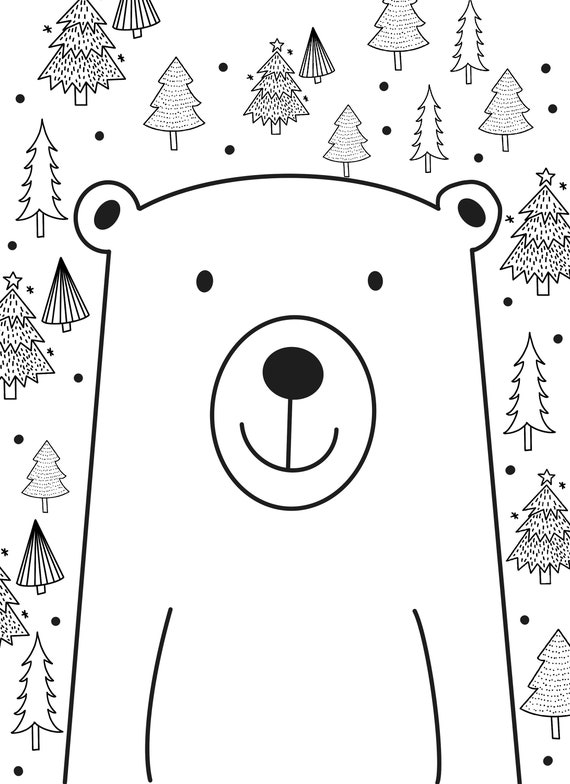 Snowbear coloring page printable coloring page downloadable page printable activities winter coloring winter downloads