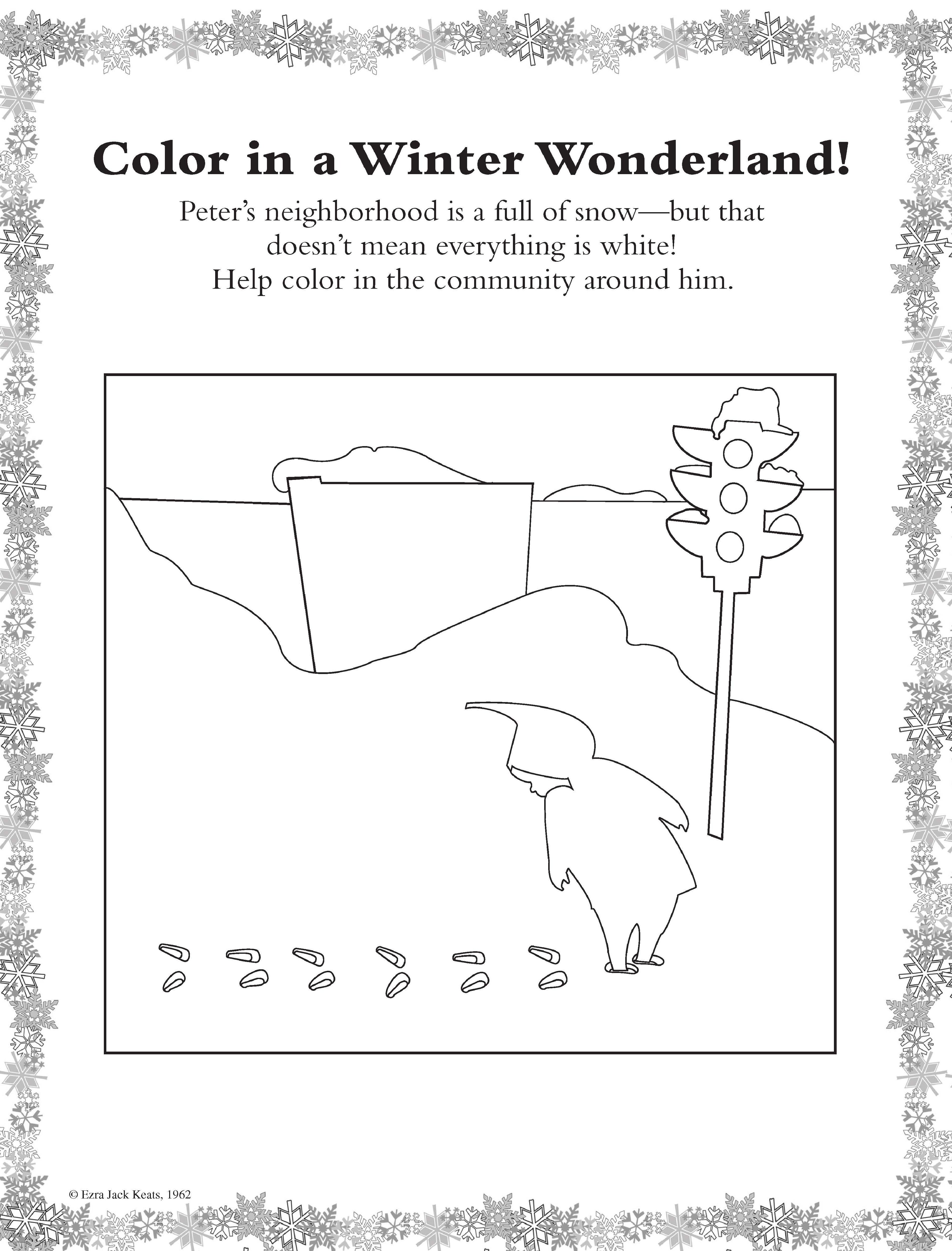 The snowy day character activity sheets