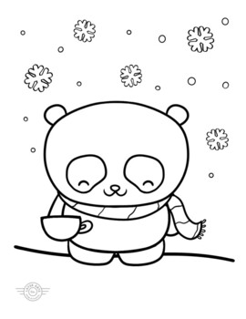 Panda winter cozy snow day coloring page by layer arts co tpt