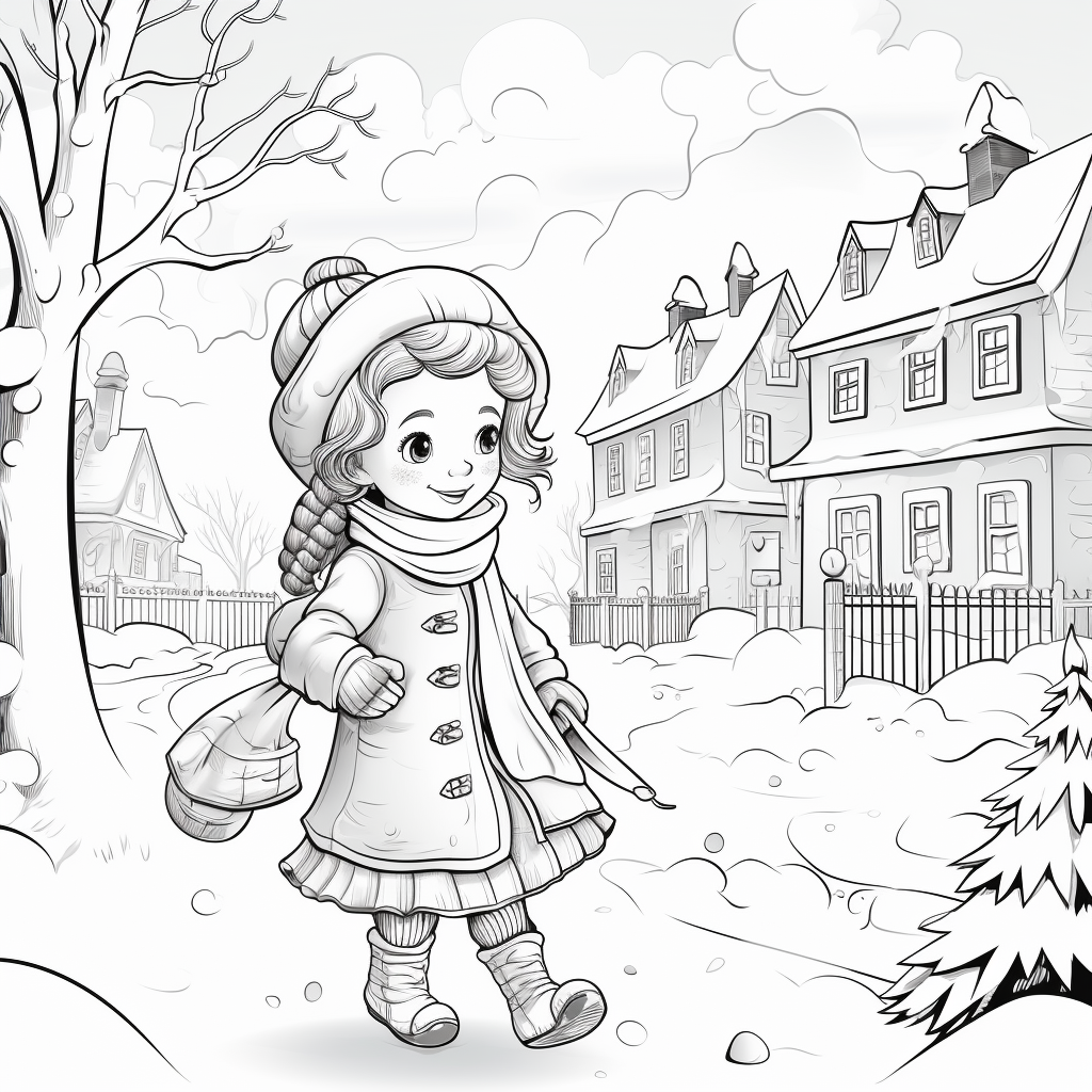 The snowy day coloring page