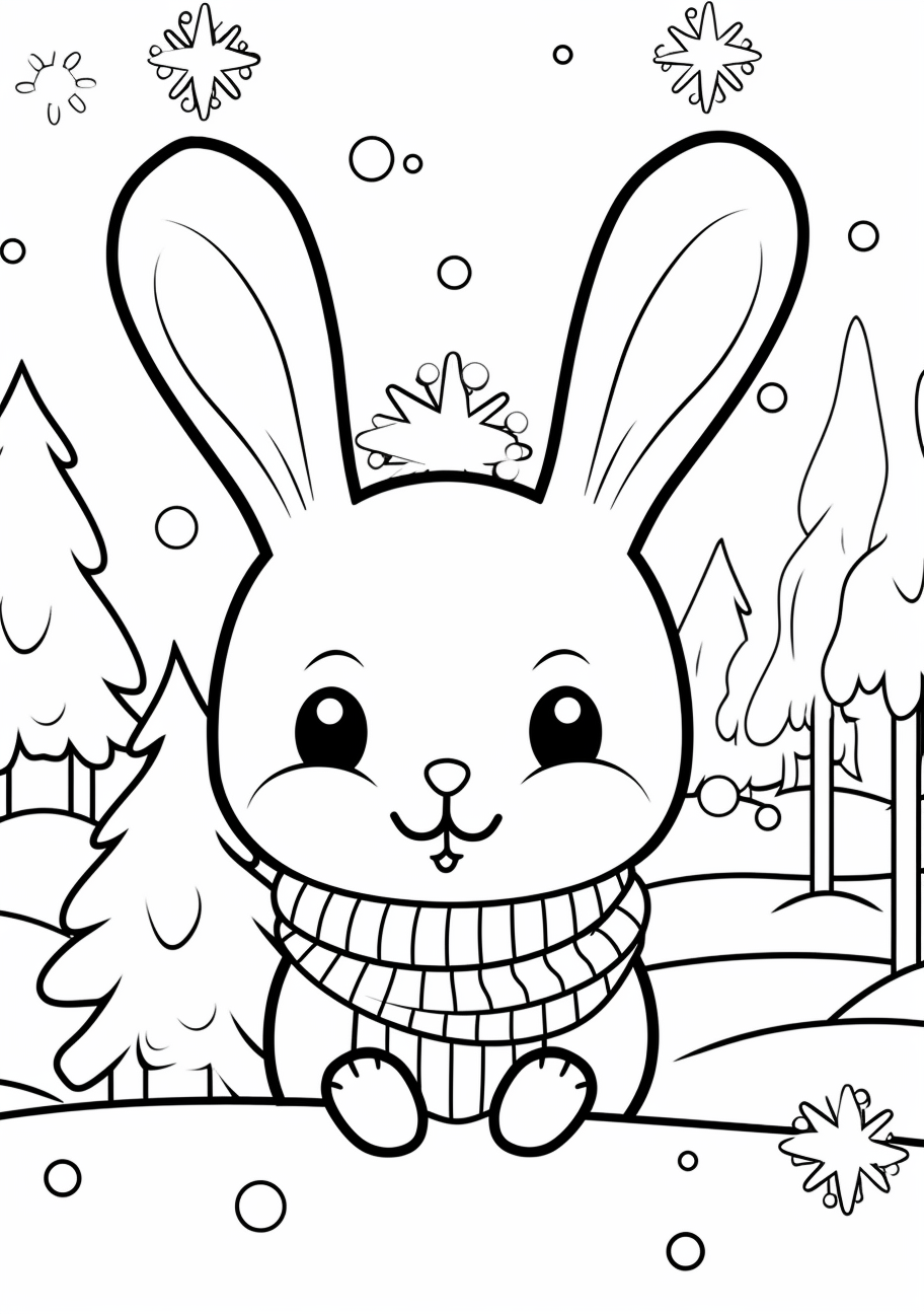 Cold weather bunny on a snowy day