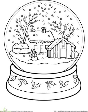 Creative snow globe coloring page