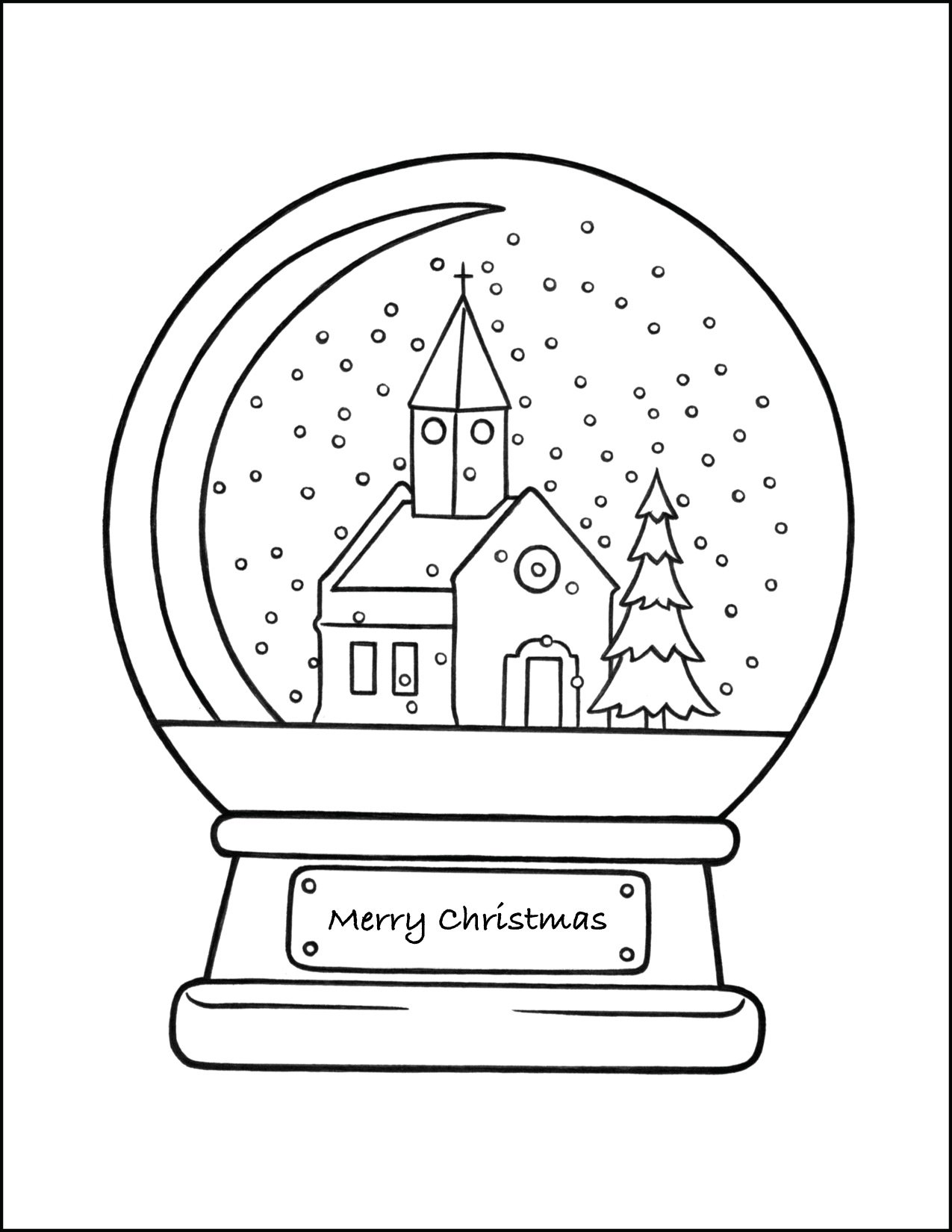 Christmas snow globe coloring page