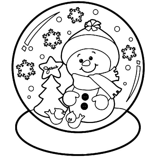 Cute christmas snow globe coloring page