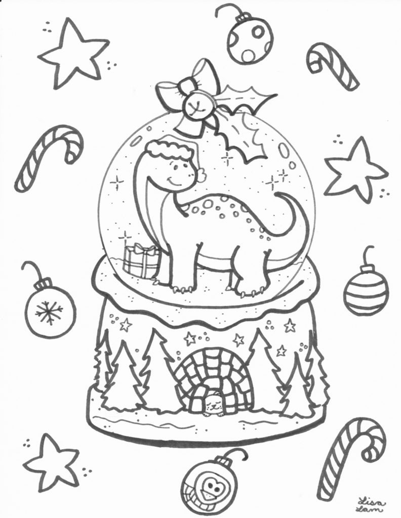 Snow globe colouring sheet scyap