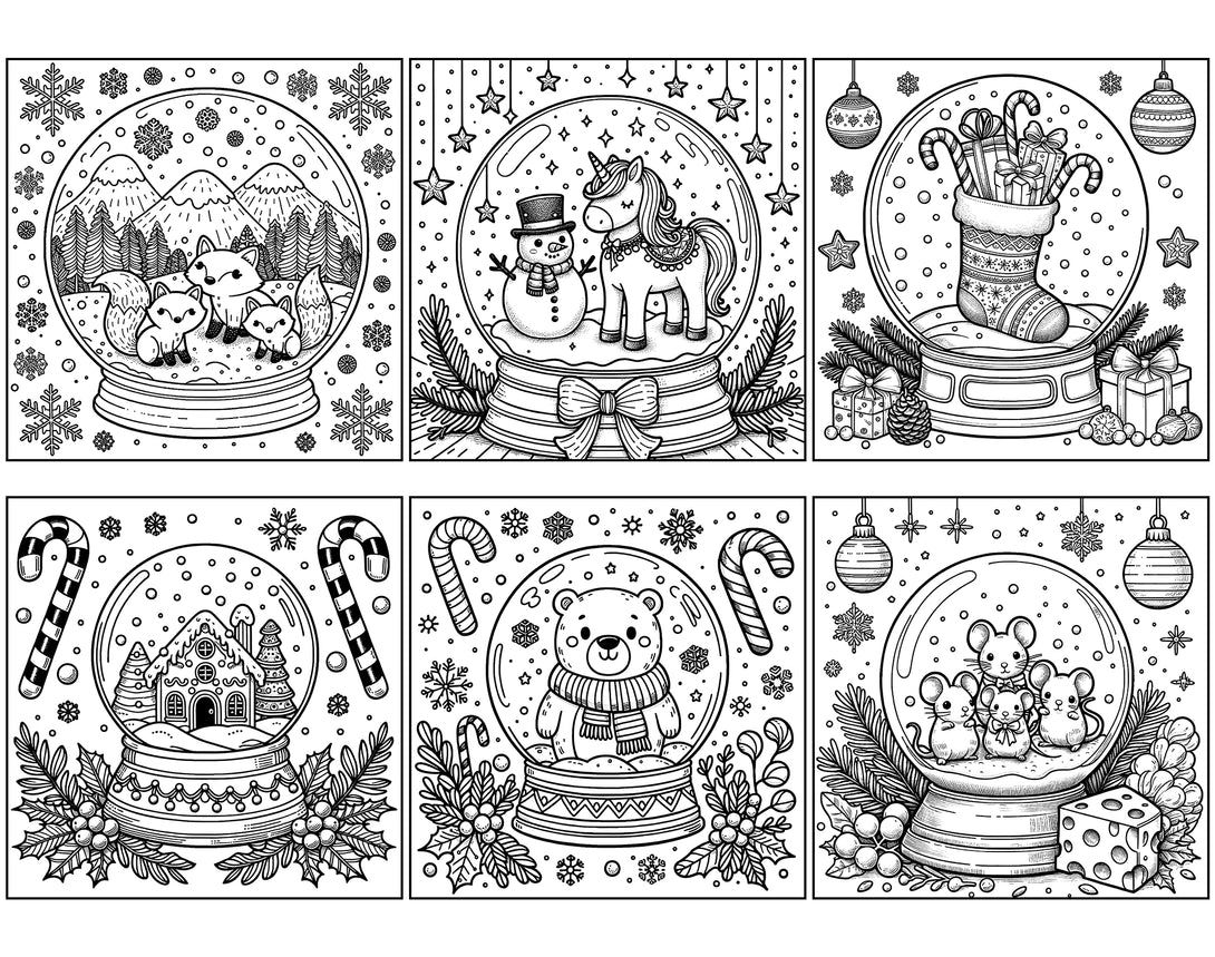 Snow globe christmas coloring pages