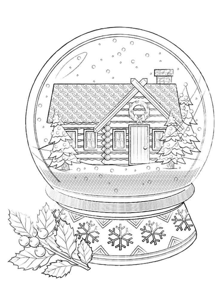 Snow globes coloring pages for adults