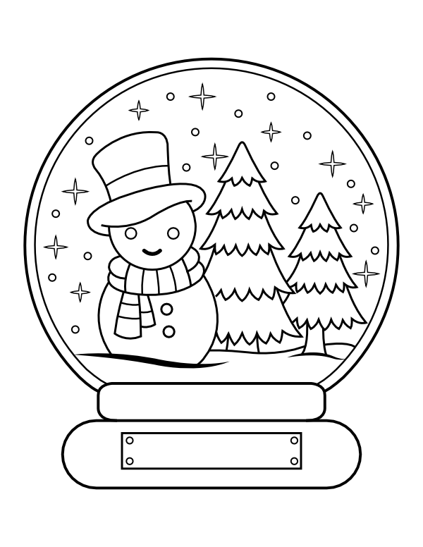 Printable snowman snow globe coloring page