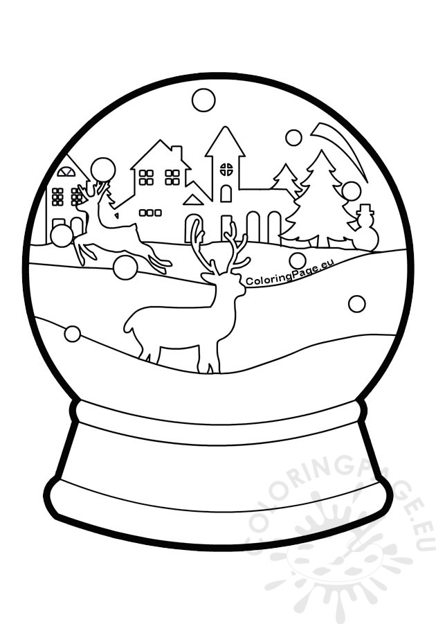 Reindeer snow globe coloring page