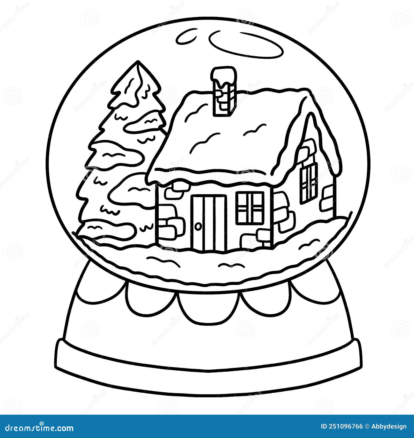 Christmas snow globe isolated coloring page stock vector