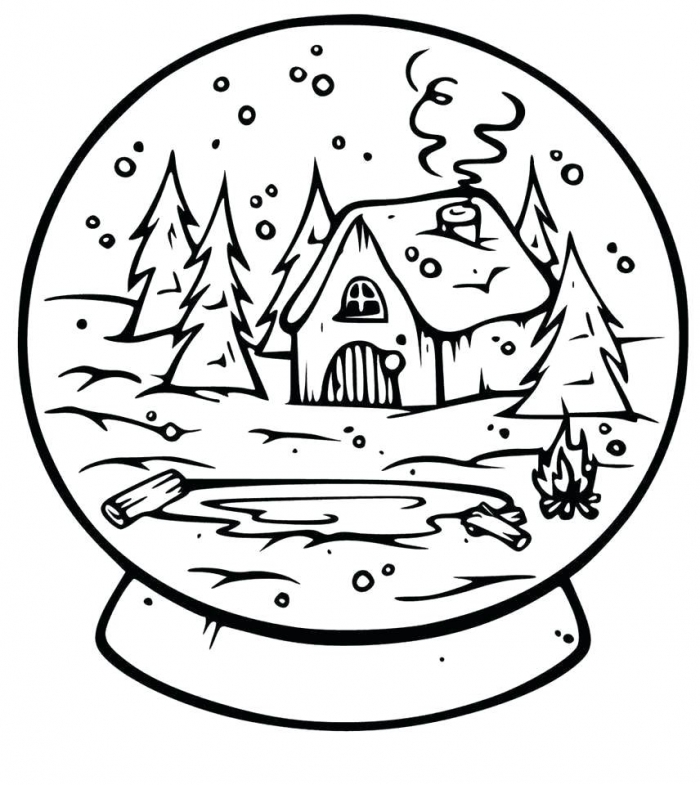 Snow globe coloring page worksheets