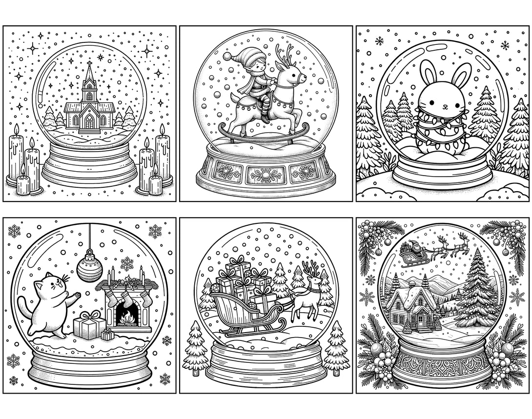 Snow globe christmas coloring pages