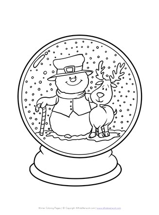 Winter snow globe coloring page all kids network