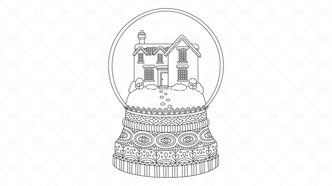 Snow globe illustration outline